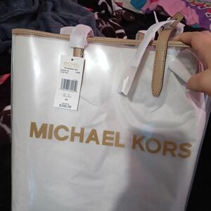 Michael Kors Cream and Tan Logo Tote